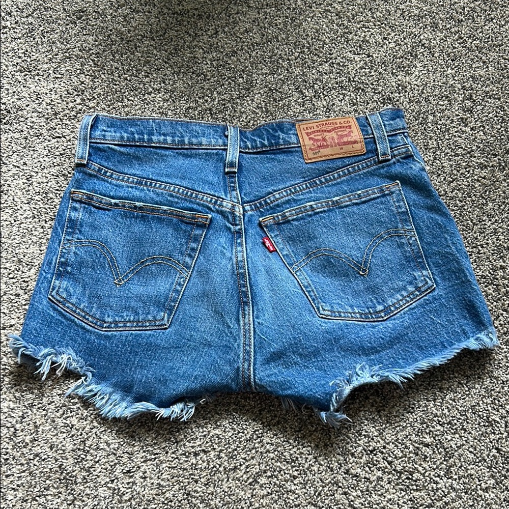 Levi's 501 Blue Denim Jean Shorts Distressed Cut-Off Style